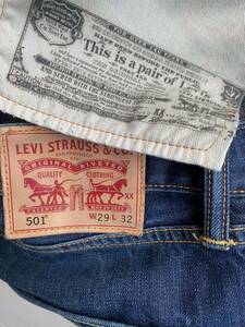 セール 即決1円 Levi's リーバイス 501 ボタンフライレギュラー 革パッチ メキシコ製 デニム ジーンズ W29 L32 刻印4093 チェーンステッチ