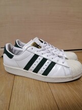 アディダス スーパースター 80s 2016年製 26cm 白×緑 BB2230 天然皮革 金ベロ adidas superstar ホワイト×グリーン ガラスレザー_画像1