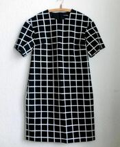 新品●marimekko マリメッコ Charlotta 38 ワンピース シャルロッタ Iso Ruutu イソ ルーツ 半袖 洋服 白黒 婦人服 フォーマル ラスト一点_画像1