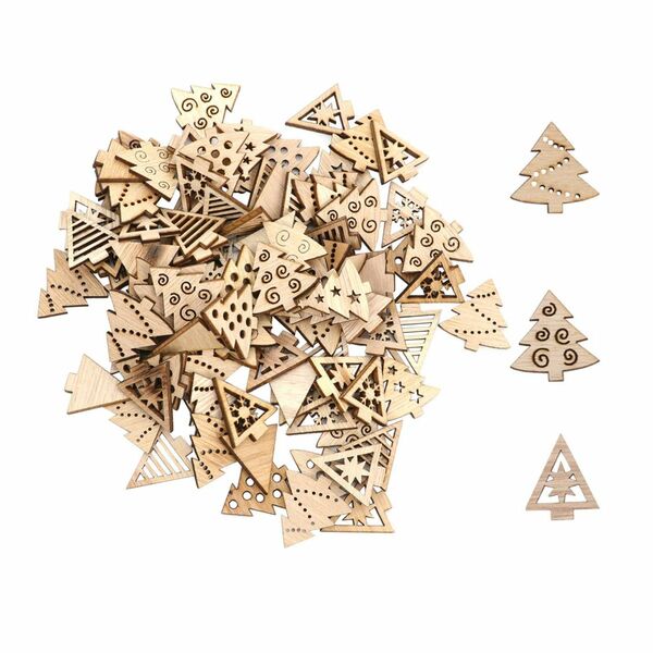 Frcolor 木材チップ クリスマス飾り オーナメント 木片 DIY 結婚式 パーティー クリスマスツリー装飾 ウッドカード 