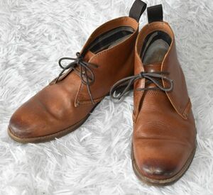 ★クラークス・Clarks★レザー★牛革★ブラウン★ショートブーツ 　紐付きハイカットシューズ　 　6.5　25.5㎝