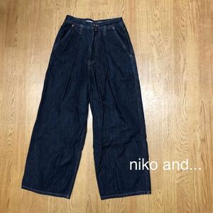 niko and...＊JEANS レディースM ニコアンド デニムパンツ ワイドパンツ ボトムス タック入り スタイルアップ カジュアル 古着