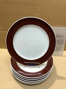 ◆新品◆ノリタケ/ブラウンライン/約18cmプレート/6枚組◆カフェ/ホテル/旅館/食堂/レトロ◆未使用/在庫品/値下げ/商品説明をご覧下さい◆