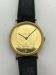 【E/A195369】THE FRANKLIN MINT フランクリンミント コイン 腕時計 QZ 不動品 クォーツ ゴールドカラー 