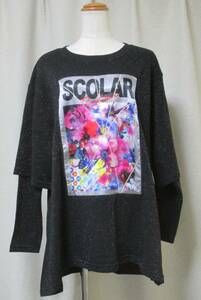 【格安！☆Scolar/スカラー*ラメ ロゴ+花AP 697 黒】