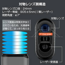 ゴルフ レーザー距離計 直線距離 高低差 水平距離 高低差 角度 高さ 測定器 6倍拡大 フォーカス 望遠 広角 高透過率 アウトドア 野鳥観察_画像3