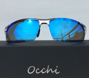 新品 OCCHI 　偏光サングラス レンズUV400 軽量 ブルーミラー