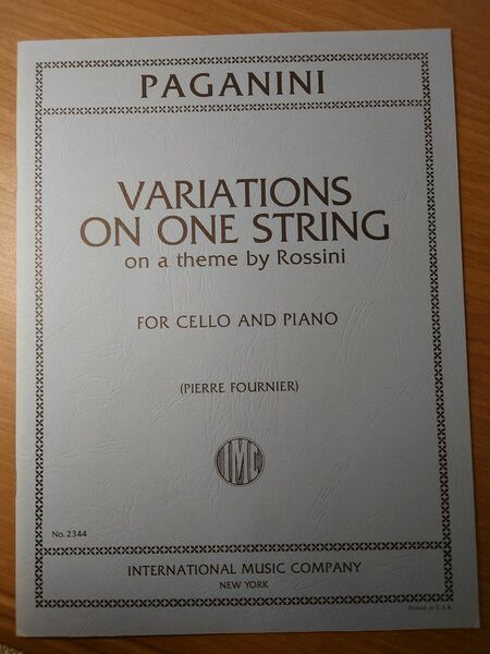 お値下げ！チェロ楽譜　パガニーニ　ロッシーニのモーゼによる主題　ピアノ譜付き