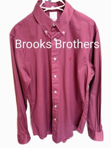 ブルックスブラザーズ　Brooks Brothers　長袖ボタンダウンシャツ　ワインレッド　M　ゴールデンフリース刺繍