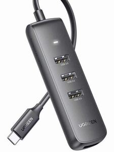 【新品・未開封】【UGREEN】4-Port USB 3.0 Hub(ブラック)20cmケーブル 5Gbps高速データ転送 LEDライト付き スリム設計 ABS材質