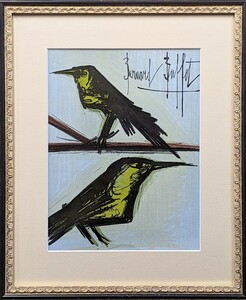 【額付】ベルナール・ビュッフェ「2羽の鳥」【リトグラフ】【1967年制作】