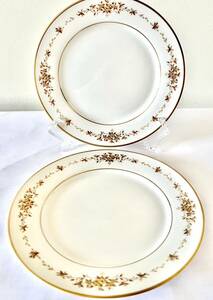 ノリタケ　NORITAKE プレート　u.s.design Suffolk サフォーク　アイボリー　チャイナ　2枚セット　ケーキ皿などに　食器　金彩