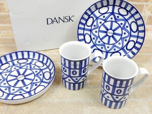 未使用品!! DANSK/ダンスク アラベスク ペア サラダプレート & ペア マグカップ セット 【5822y1】