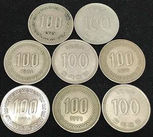 韓国 100ウォン 硬貨 まとめ 近代 古銭 古錢 1971年 1974年 1979年 1985年〜1987年 まとめて 白銅貨 特年 外国 大韓民国