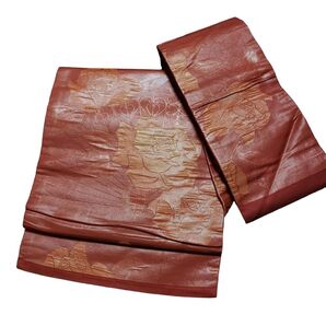 名古屋帯 帯 正絹 六通 バラ 尽くし カジュアル 普段着 九寸