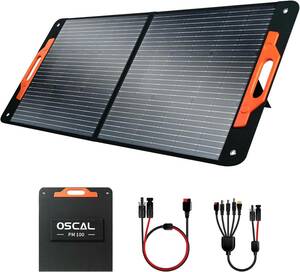 OSCAL ソーラーパネル 100W 20V 折りたたみ式 ソーラーチャージャーType-C QC3.0 23%高効率 単結晶 MC4ケーブル付き IP67防水 ETFE材質