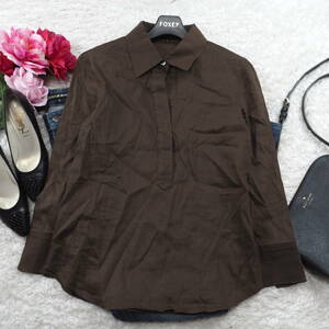 G5292*theory theory *linen* shirt * blouse * tea Brown *2