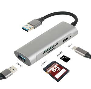 USB3.0 ドッキングステーション　SDカードリーダー　SD/microSD/USB3.0/type-C 