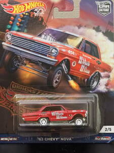 HOT WHeeL 63 CHEVROLET NOVA GASSER 赤 シェビー ノバ 454 ミニカー ギャッサー GOOD YEAR METAL/METAL RealRidersホットウィール