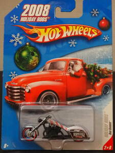 HOT WHeeL 2008 HOLIDAY RODS BAD BAGGER 銀 メタリック Harley ハーレー カスタム ミニカー ホリデー クリスマス 限定 ホットウィール　