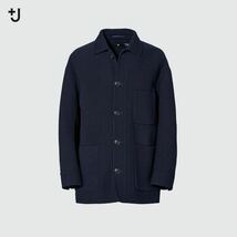 着用回数少美品UNIQLO ユニクロ +Jウールブレンドオーバーサイズシャツジャケット/ネイビー/XL_画像2