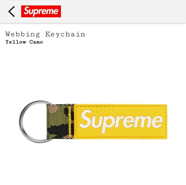 Supreme Webbing Keychain 2023SS yellow camo シュプリーム キーチェーン キーホルダー ウェビング イエロー カモ