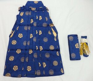 inagoya■かっこいい袴姿☆3歳 男の子【袴セット◆紐下52ｃｍ】小物付き 化繊 中古 難有り y4015bq