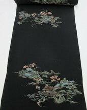 inagoya★年末セール★【黒羽尺】至極の超逸品！極上BLACK SILK-漆黒の地模様- 寿光織 刺繍 正絹 コート 反物 y5888bk_画像2