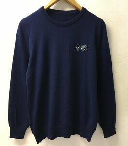 ◆国内正規 lucien pellat finet 上質 豪華 カシミア100 美品 ルシアンぺラフィネ ストーンスカル クルーネック ニット ネイビー サイズM