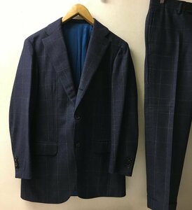 ◆Brilla BEAMS ブリッラ ビームス　秋冬春 上質 ウィンドウペン スーツ セットアップ NAVY 2417-0208-015 サイズ48