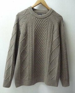 ◆BEAMS ビームス 22aw ケーブル 編み ウール ネック ニット セーター 薄茶系 サイズS 美