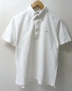 ◆国内正規 LACOSTE ラコステ シルバーワニロゴ 鹿の子 ポロシャツ 白 サイズ4 日本製 KH003P 使用感あり