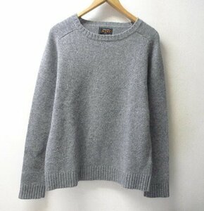 ◆◆BEAMS PLUS ビームスプラス 定番人気 程よく厚手の 無地 ウール ミディアム ニット セーター GREY グレー サイズL