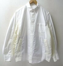 ◆sacai サカイ 20ss 20-02357M Nylon Twill Cotton Shirt ナイロン 切替　MA-1 ドッキング シャツ 白 サイズ3 美_画像1