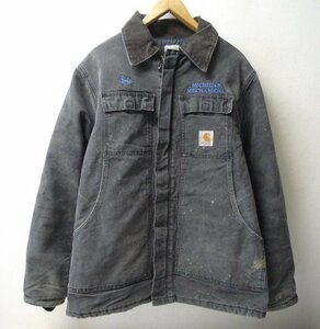 ◆carhartt カーハート 希少 L相当　企業ロゴ 刺繍 ヴィンテージ USA製 中綿 トラディショナル　コート カバーオール ワーク ジャケット