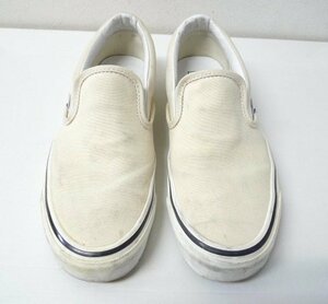 ◆VANS バンズ classic slip-on スリッポン　定番　スニーカー ホワイト系 サイズ8.5 ２６．５cm 薄汚れ使用感あり