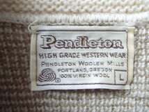 ◆Pendleton ペンドルトン 70s ヴィンテージ 希少 ネイティブ柄 ショールカラー ニット カーディガン　オフホワイト サイズL 美 オルテガ_画像3