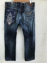 ★　アルマーニジーンズ　ARMANI　JEANS　３６　CULTURE　ペイズリー柄　バンダナ付き　ダメージ加工　リペア加工　デニムパンツ　ジーンズ_画像6