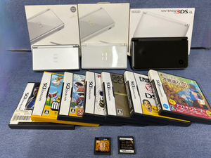  [231215-1MA]【現状品】DSまとめ/ゲーム機動作OK/DSiLL/ DS Lite/ グロスシルバー/箱有/ソフト/不思議な町/琥珀色の遺言書/ホワイト/他