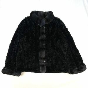 BALMAIN バルマン リバーシブル シルク100% 高級毛皮 レッキスファー ラビットファー Rabbit FUR 毛皮コート リアルファー 9号 レッキス