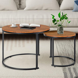 センターテーブル 2個セット ローテーブル 自由に組み合わせ おしゃれ サイドテーブル 丸型 60cm インテリア