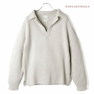 ◆【BIBLIOTHECA(ビブリオテカ)/秋冬/ウールカシミヤリブ編みローゲージスキッパーニットポロ(US MIL RIB STITCH POLO)】[bib2380131-L]