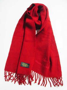 綺麗 Vivienne Westwood ヴィヴィアンウエストウッド イタリア製 オーブ刺繍 ウール マフラー 赤 小物