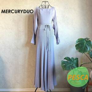 [ beautiful goods ]MERCURYDUO Mercury Duo unusual material sleeve flair knitted One-piece blue free size 002110302101