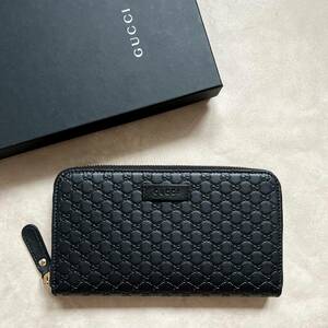 【新品未使用箱付き】GUCCI グッチ GGロゴ ラウンドジップ 長財布 ブラック　レザーウォレット