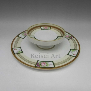  Old Noritake a-ru deco . flower writing chip dip 1912 year about -1921 year about U0592