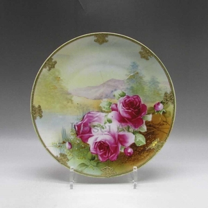  Old Noritake rose writing ornament plate 1891 year about -1915 year about U1901