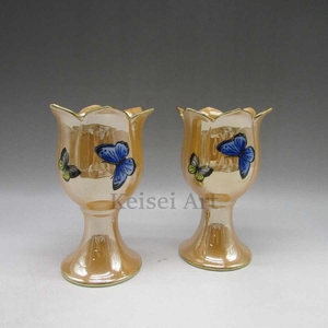  Old Noritake butterfly writing candle holder pair 1921 year about -1941 year about U1698