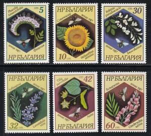 ブルガリア・花とハチ＜１９８７年＞（未）６種完