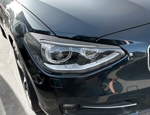 スポーティ全開♪ BMW カーボン ルック アイライン ヘッドライト ガーニッシュ F20 116i 120i M135i 1シリーズ Mスポーツ 前期